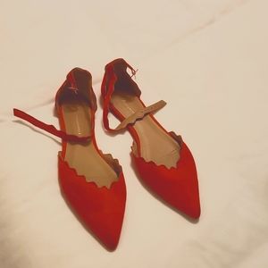 Anthropologie Red Flats